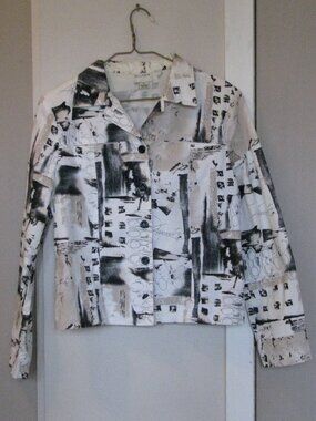 Bellessa Abstract White, Beige and Black Jacket